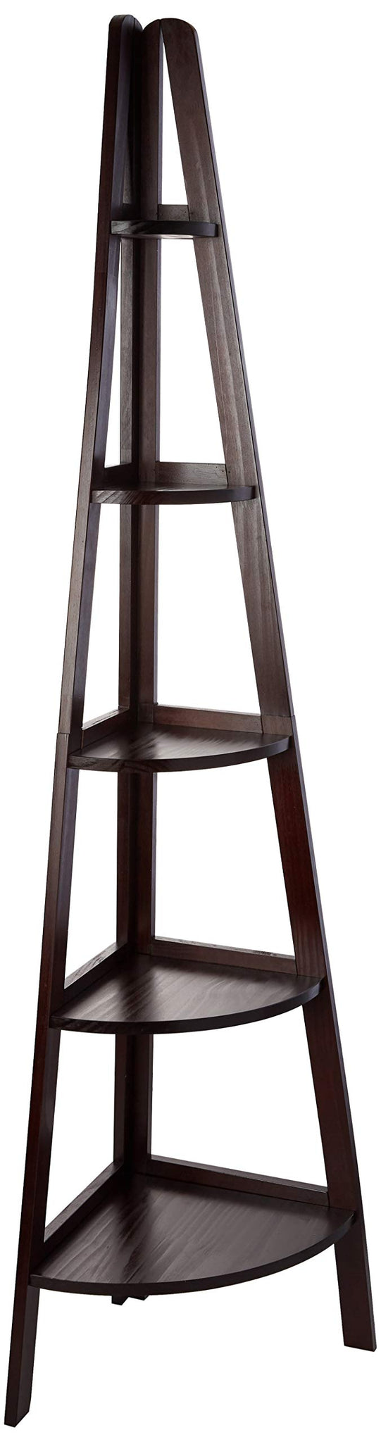 Casual Home 5-Shelf Corner Ladder Bookcase, Espresso