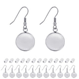BEADNOVA Earring Kit 30pcs Blank Ear Wire Hook 16mm Stainless Steel Cabochon Setting Earring Bezel with Rubber Backs for Cabocho