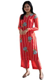 Anni Designer Women'S Rayon Viscose Floral Straight Kurta With Pant (Gadugi Red X-Large),Red,XL