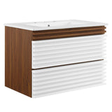 Modway Render 30 WallMount Bathroom Vanity in White Walnut White