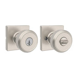 Kwikset Maven Entry Door Knob with Lock and Key, Secure Keyed Handle Exterior, Square Front Entrance and Bedroom, Satin Nickel, 