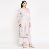 Anni Designer Women'S Cotton Straight Kurta With Palazzo & Dupatta (Doli Pink_Gsk_L_Pink_Large),Pink,L,,,
