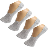 Queery Unisex MenS & WomenS No Show Loafer Cotton Socks With Grip (4 Pairs) (Grey)