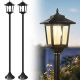 PASAMIC 63 Solar Lamp Post 2Pack, Outdoor Lights Waterproof, Pole Lights Outdoor, Floor Lamp for Patio, Warm White, Replaceable 