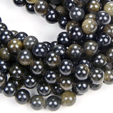 Zenkeeper 116 Pcs Gold Sheen Obsidian Beads for Jewelry Making 6 MM Golden Sheen Obsidian Gemstones Loose Stone Beads