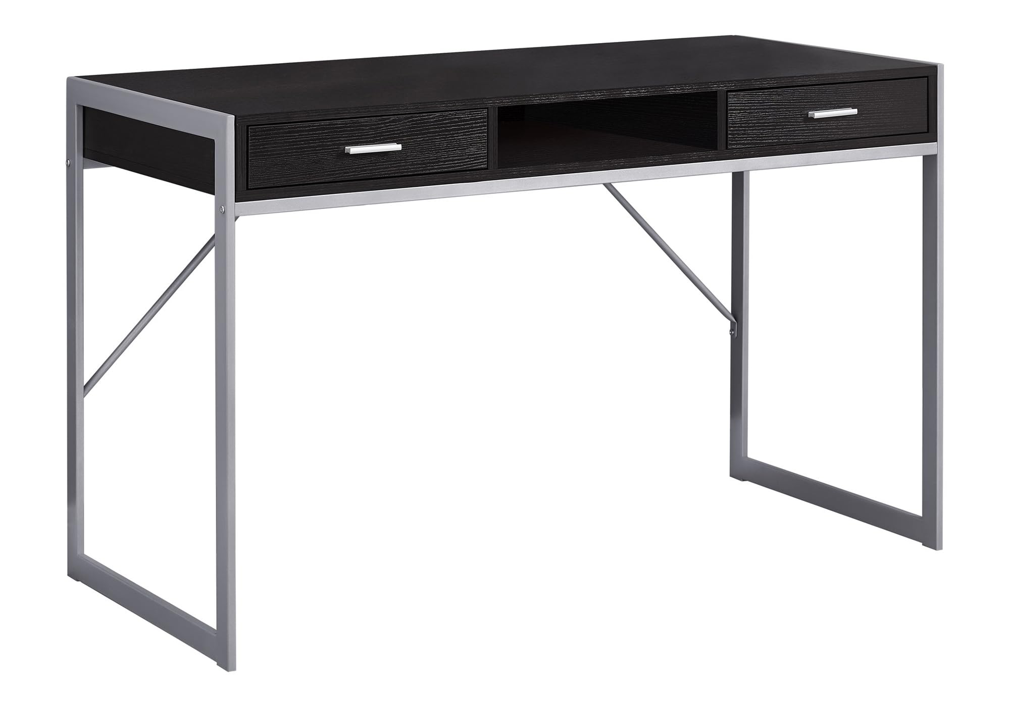 Monarch Specialties Contemporary Laptop Table With Drawers And Shelf Home & Office Computer Desk-Metal Legs, 48'' L, Cappuccino