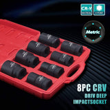 Anbull 1 Drive Jumbo Impact Socket Set, 9 Pieces Universal Hex Deep Socket Set With Heavy Duty Storage Case, Metric And Standa