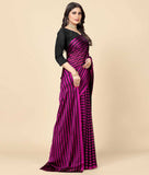 Rangita Women Striped Georgette Saree With Blouse Piece - Purple (Size 5.5 Mtr)