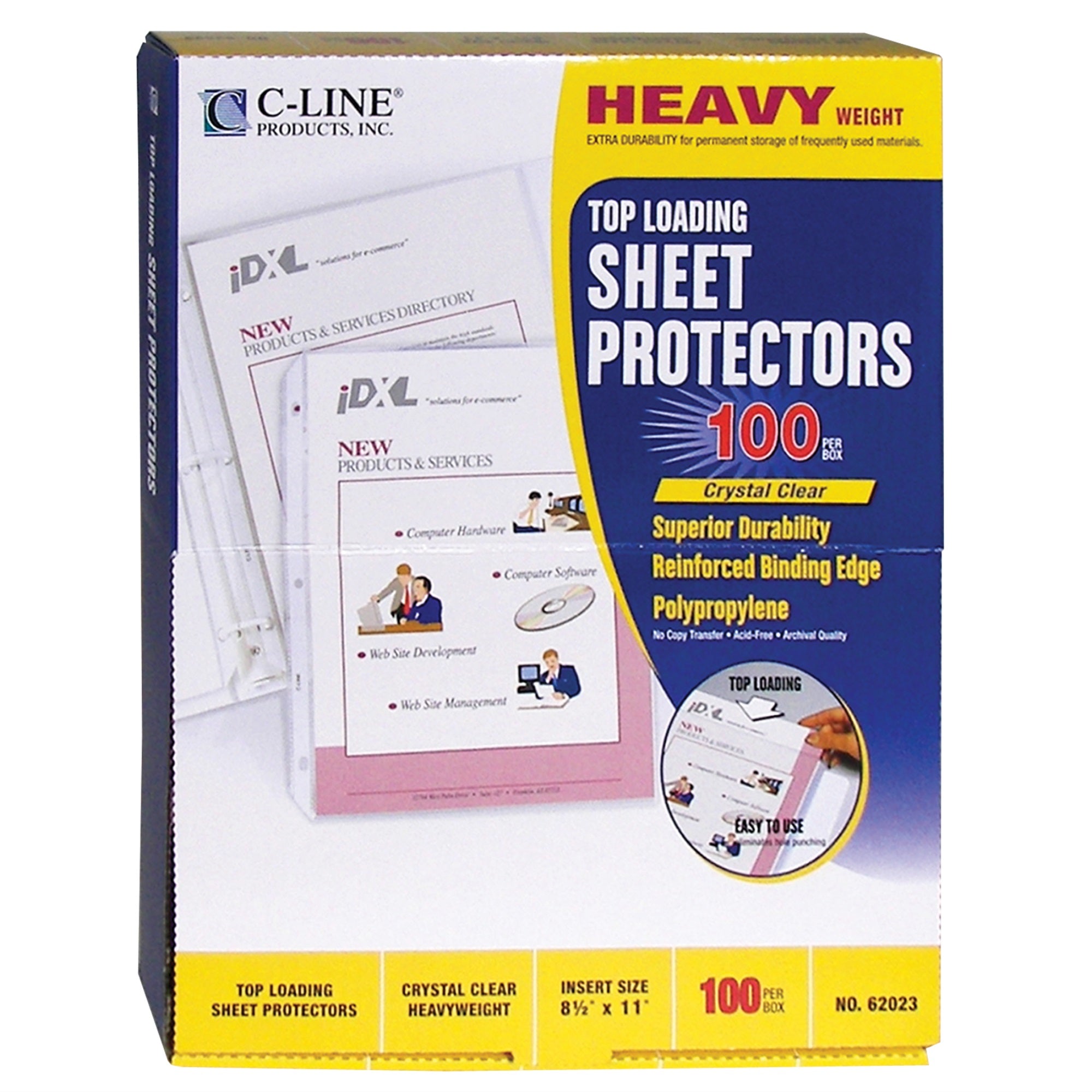 Heavyweight Polypropylene Sheet Protector, Clear, 11 X 8 1/2, 100/Bx, 62023