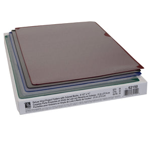 Deluxe Vinyl Project Folders With Colored Backs, 11 X 8 1/2, 35/Bx, 62150