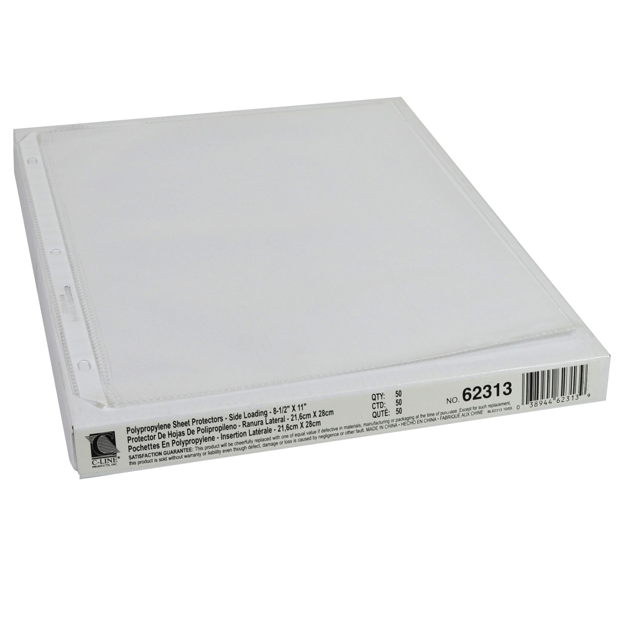 Side Loading Polypropylene Sheet Protector, Clear, 11 X 8 1/2, 50/Bx, 62313