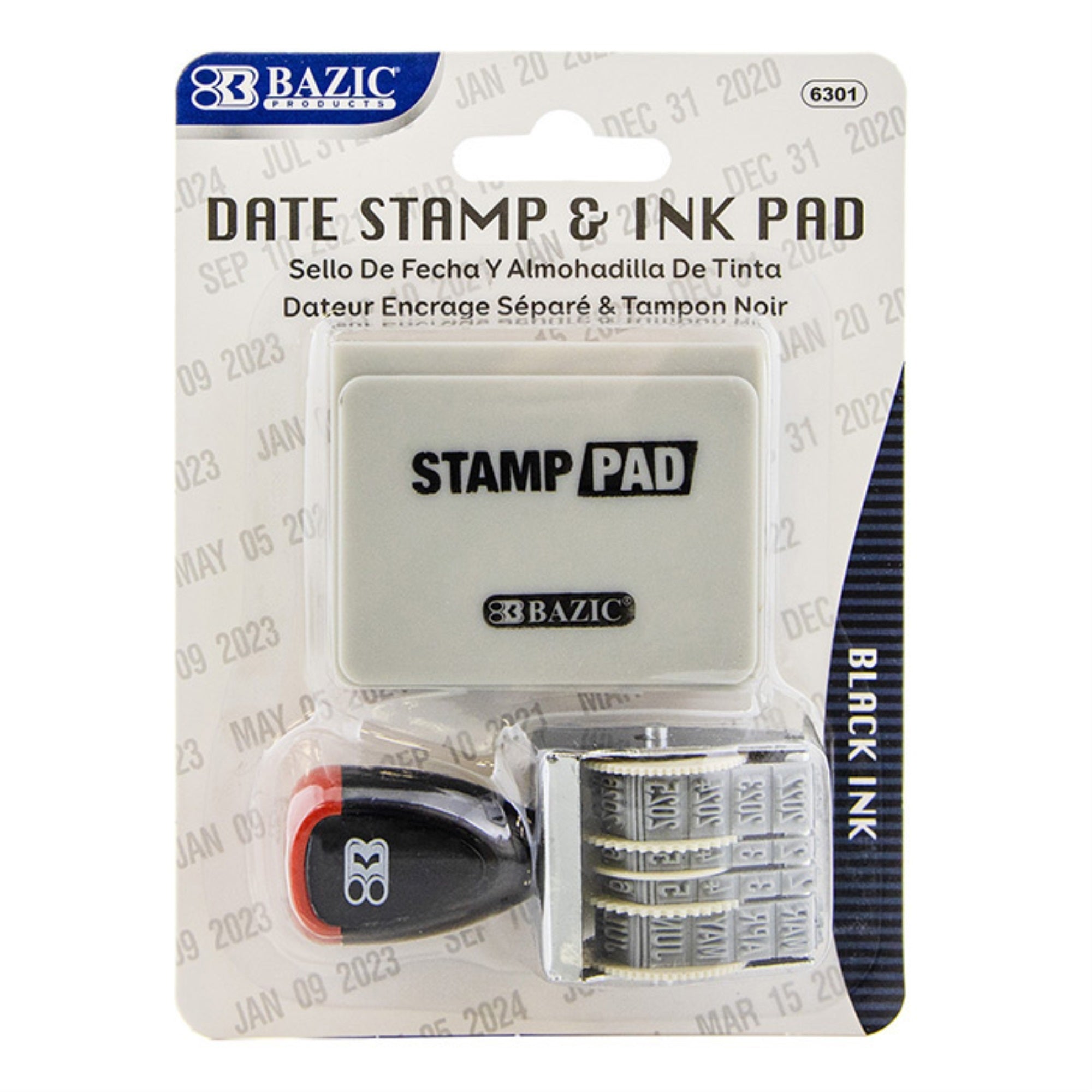 Bazic Date Stamp And Ink Pad (Black Ink) / Box Qty - 24