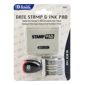 Bazic Date Stamp And Ink Pad (Black Ink) / Box Qty - 24