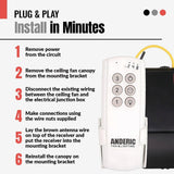 Anderic Substitute Kit for Hampton Bay TR222A Ceiling Fan Remote Control [63T-AC83T-KIT]