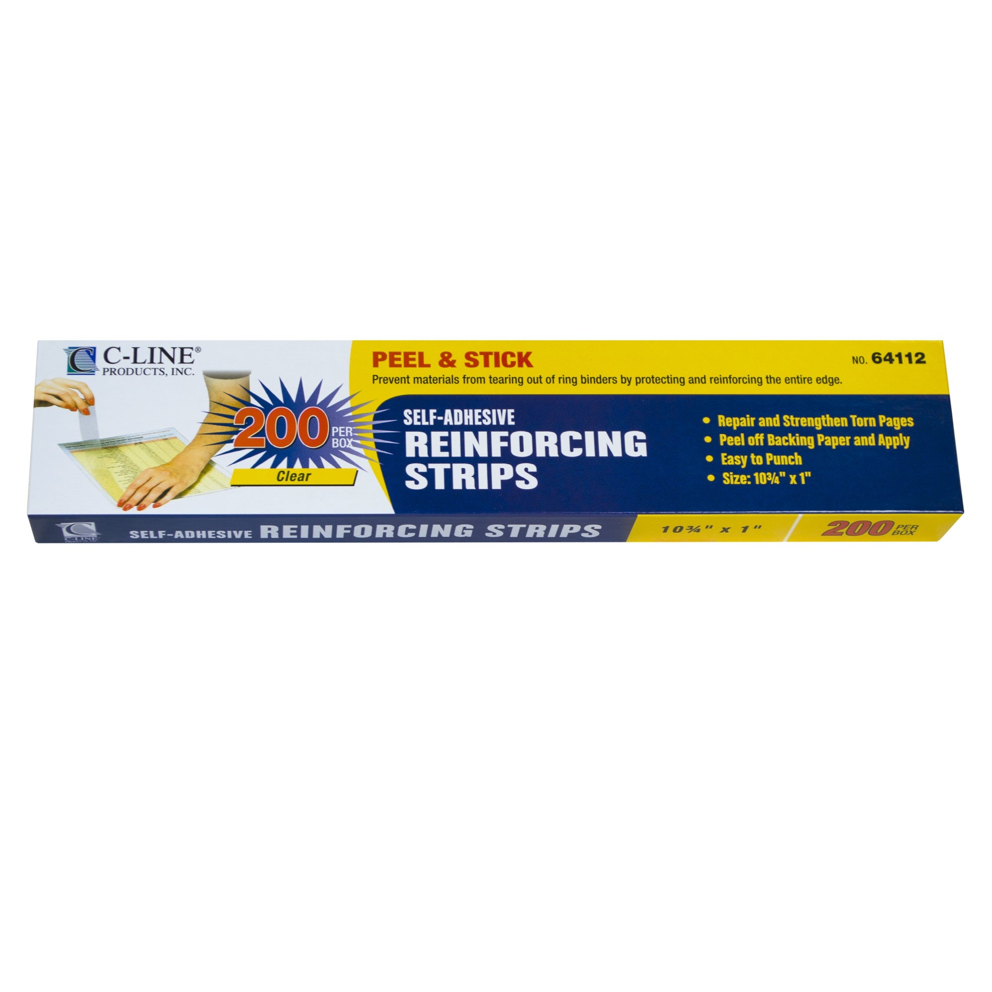 Self-Adhesive Reinforcing Strips, 10 3/4 X 1, 200/Bx, 64112