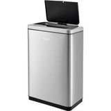 Global Industrial Rectangular Motion Sensor Trash Can 12 Gallon Brushed Stainless Steel