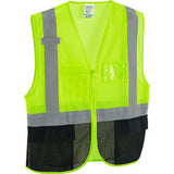 Global Industrial Class 2 Hi-Vis Safety Vest 3 Pockets Mesh Lime/Black 4Xl/5Xl