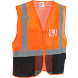 Global Industrial Class 2 Hi-Vis Safety Vest 3 Pockets Mesh Orange/Black 2Xl/3Xl