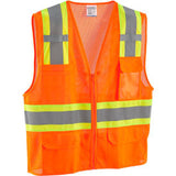 Global Industrial Class 2 Hi-Vis Safety Vest 6 Pockets Two-Tone Mesh Orange L/Xl