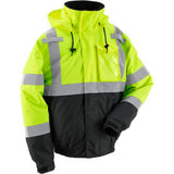 Global Industrial Hi-Vis Safety Bomber Jacket 2 Reflective Strips 4 Pockets Lime Size 3Xl