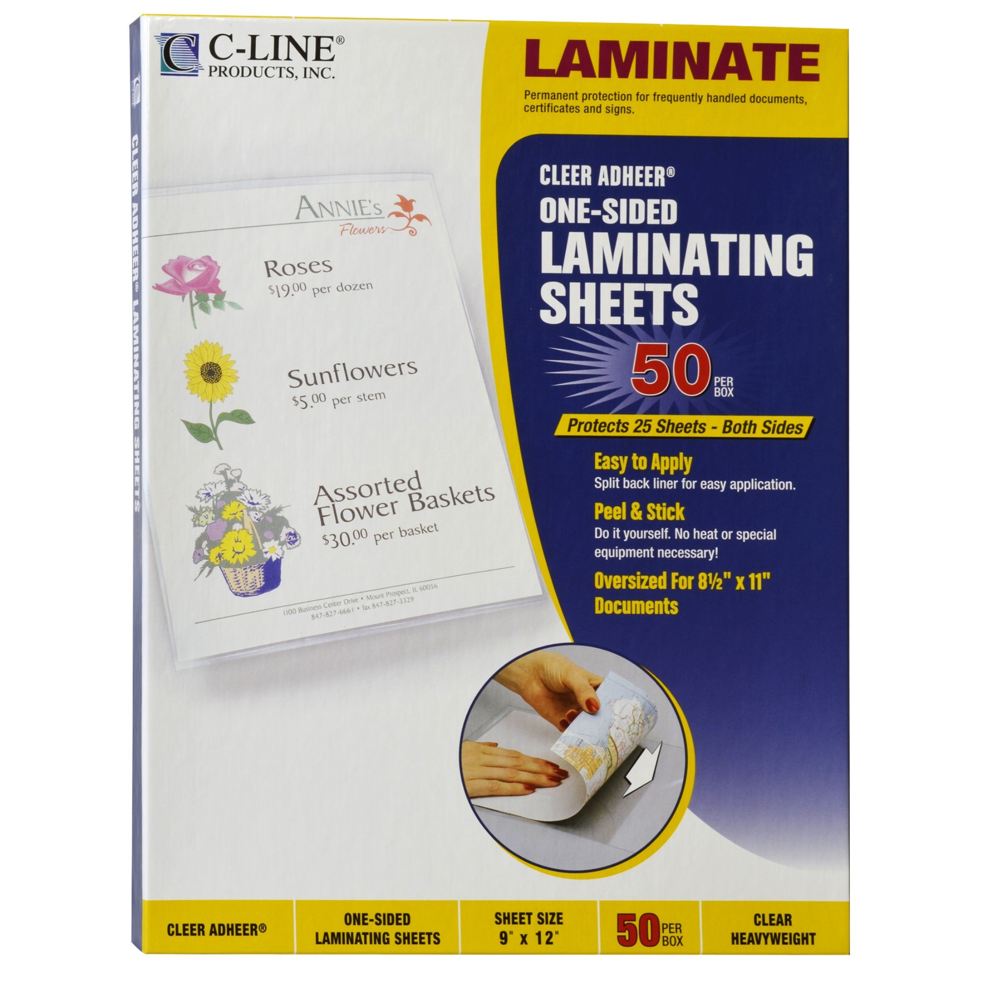 Heavyweight Cleer Adheer Laminating Sheets, Clear, 9 X 12, 50/Bx, 65001