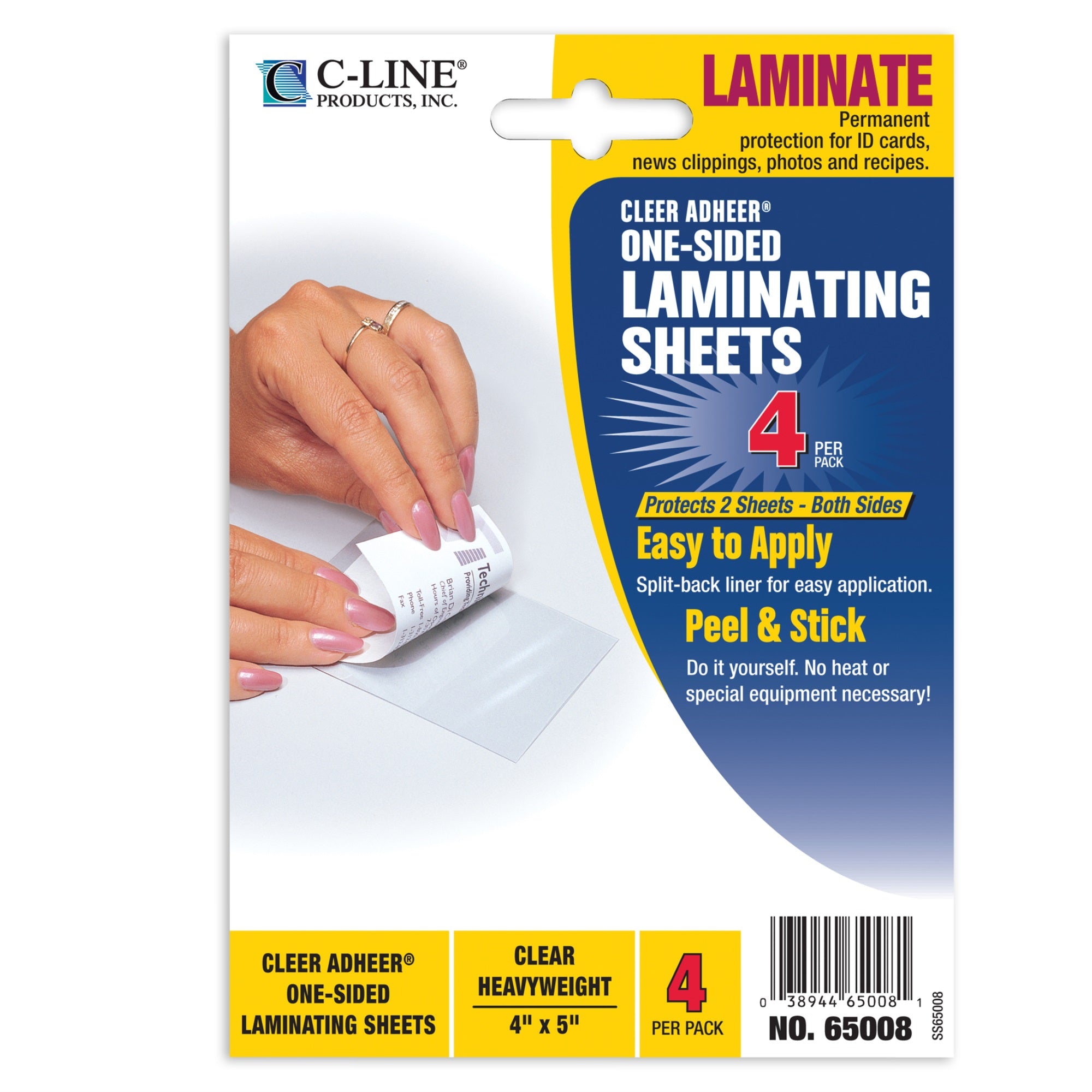 Heavyweight Cleer Adheer Laminating Sheets, Clear, 4 X 5, 4/Pk (Set Of 24 Pk)