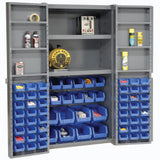 Global Industrial Deep Door Bin Cabinet 68 Blue Bins Unassembled 38W X 24D X 72H