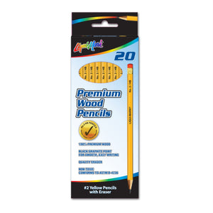 20Pk #2 Hb Yellow Pencils With Pink Eraser