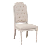 Acme Wynsor Side Chair (Set-2), Fabric & Antique Champagne