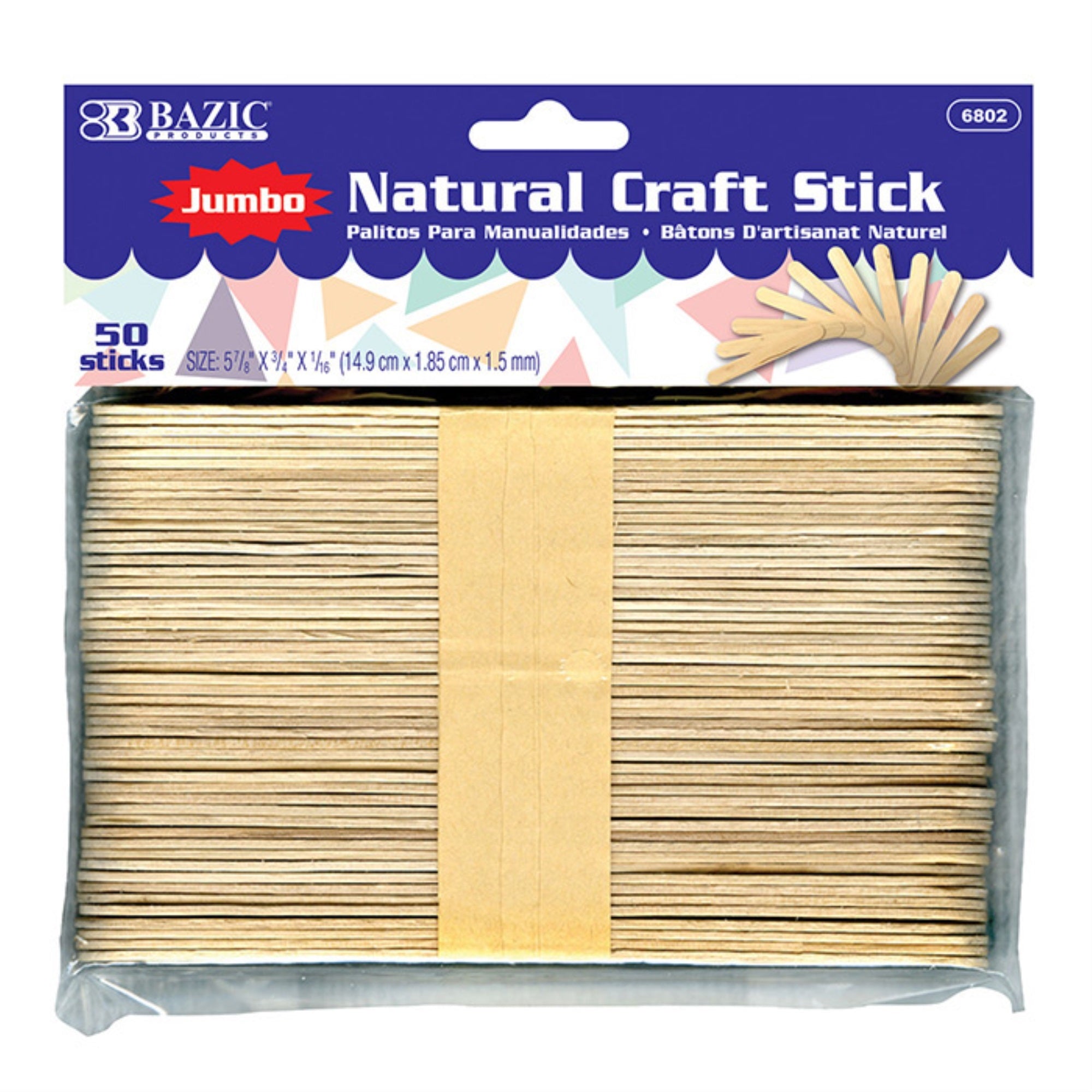 Bazic Jumbo Natural Craft Stick (50/Pack) / Box Qty - 24