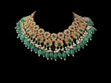 BR500 Kafiya bridal set in golden / champagne stones and green beads ( READY TO SHIP )