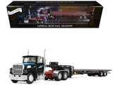 Ford LTL 9000 Day Cab and Landoll 440B50CA Traveling Axle Trailer Cappello Heavy Transport Black with Blue Hood Legacy Seri
