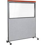 Interion® Mobile Deluxe Office Partition Panel With Partial Window 60-1/4W X 100-1/2H Gray
