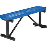 Global Industrial 4 Outdoor Steel Flat Bench Expanded Metal Blue