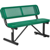 Global Industrial 4 Outdoor Steel Bench W/ Backrest Perforated Metal Green