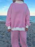 Dark Pink and White Big Striped Sweatpants