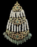 BR498 Insia bridal jadavi lacha satlada set in emeralds , ( READY TO SHIP )