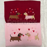 Embroidered Dachshund Valentine’s Day Sweatshirt – Cute Doxie Heart Crewneck