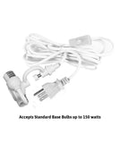 MAST Plug-In Wall Mount Pendant, 2 Light White Cord/Arm with Diffuser, Rounded Corner Square Oatmeal Drum Shade 14"W