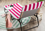 J&M Pink Stripe Lounge Chair Beach Towel With Top Fitted Pocket 26X82
