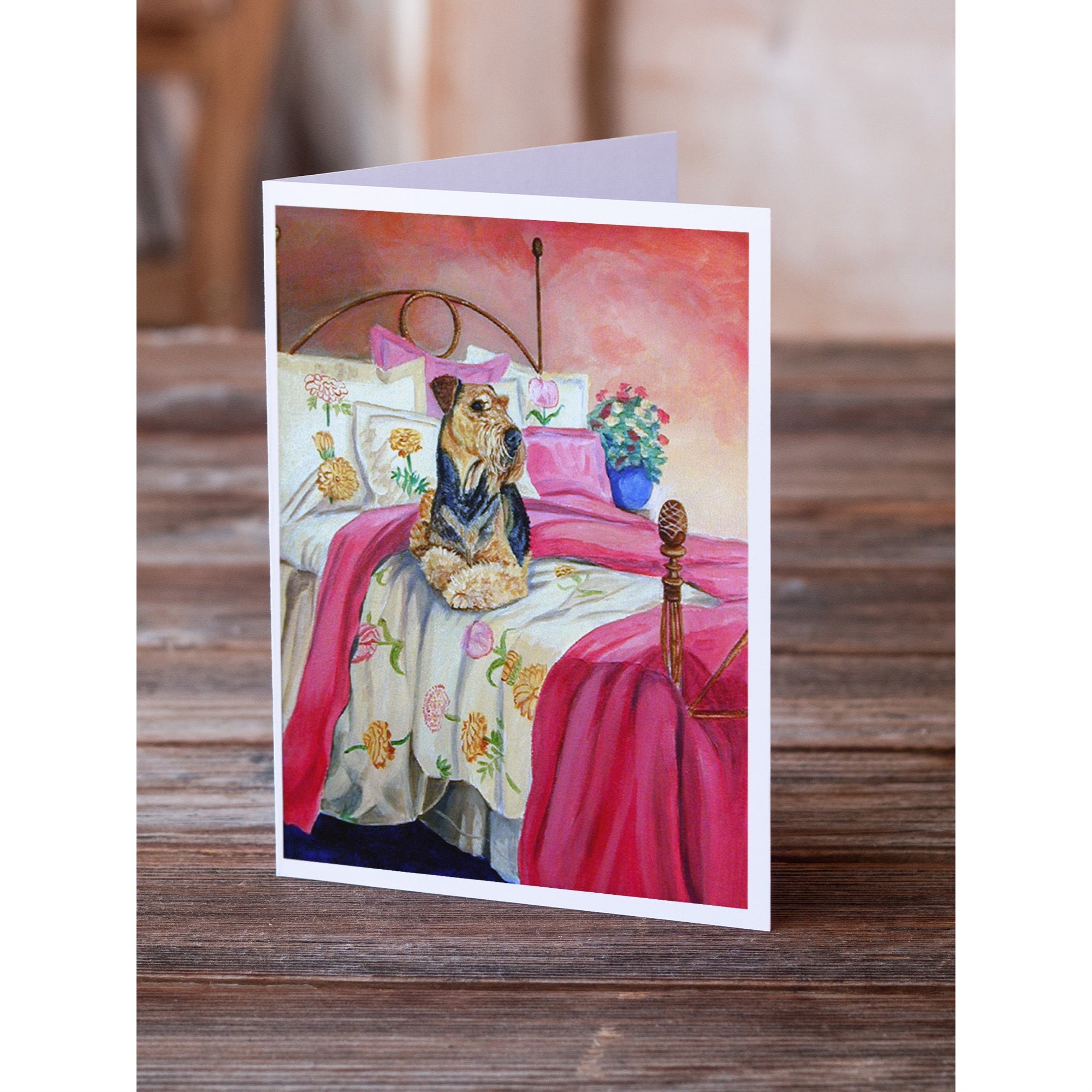 Airedale Waiting On Mom Greeting Cards And Envelopes Pack Of 8