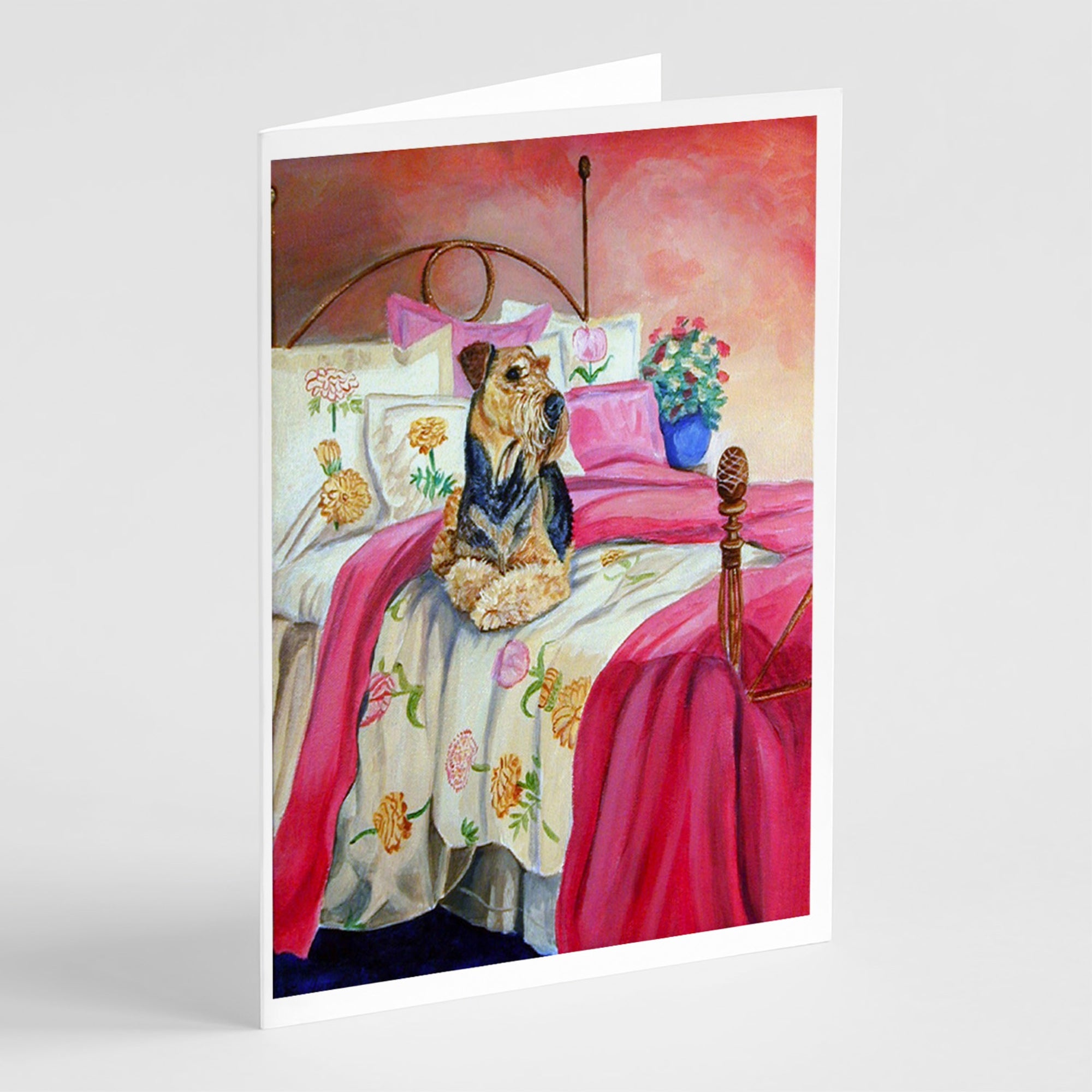 Airedale Waiting On Mom Greeting Cards And Envelopes Pack Of 8
