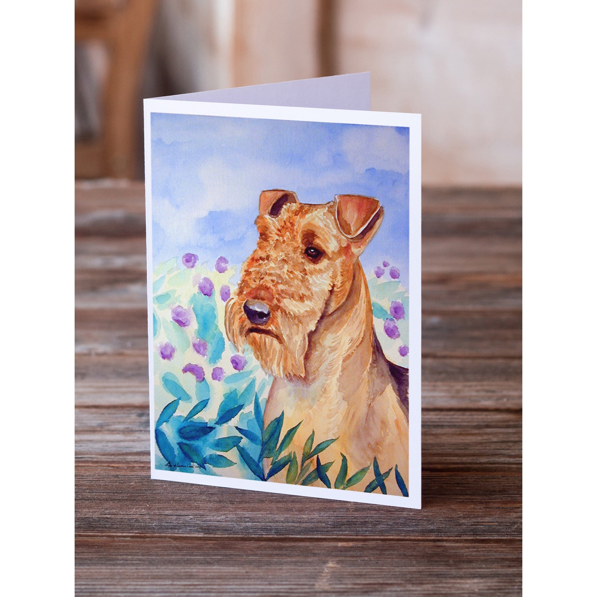 Airedale Terrier In Flowers Greeting Cards And Envelopes Pack Of 8