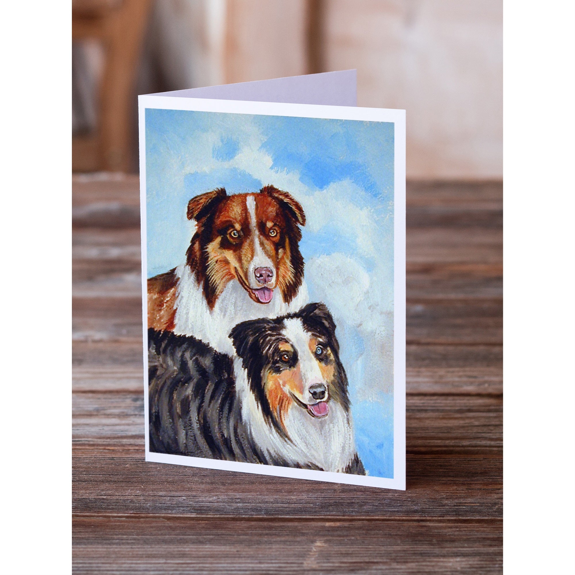 Australian Shepherd What A Pair Greeting Cards And Envelopes Pack Of 8