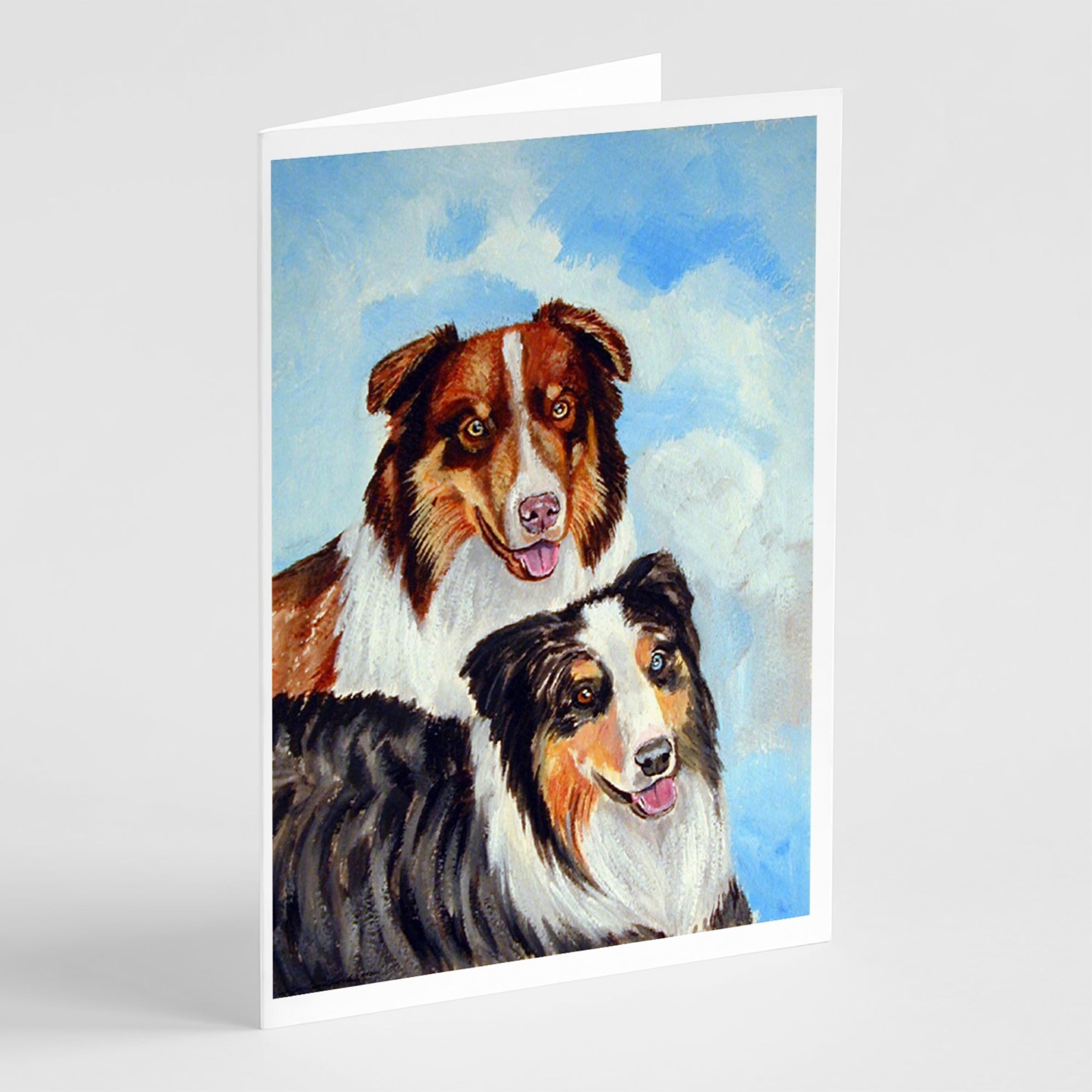Australian Shepherd What A Pair Greeting Cards And Envelopes Pack Of 8