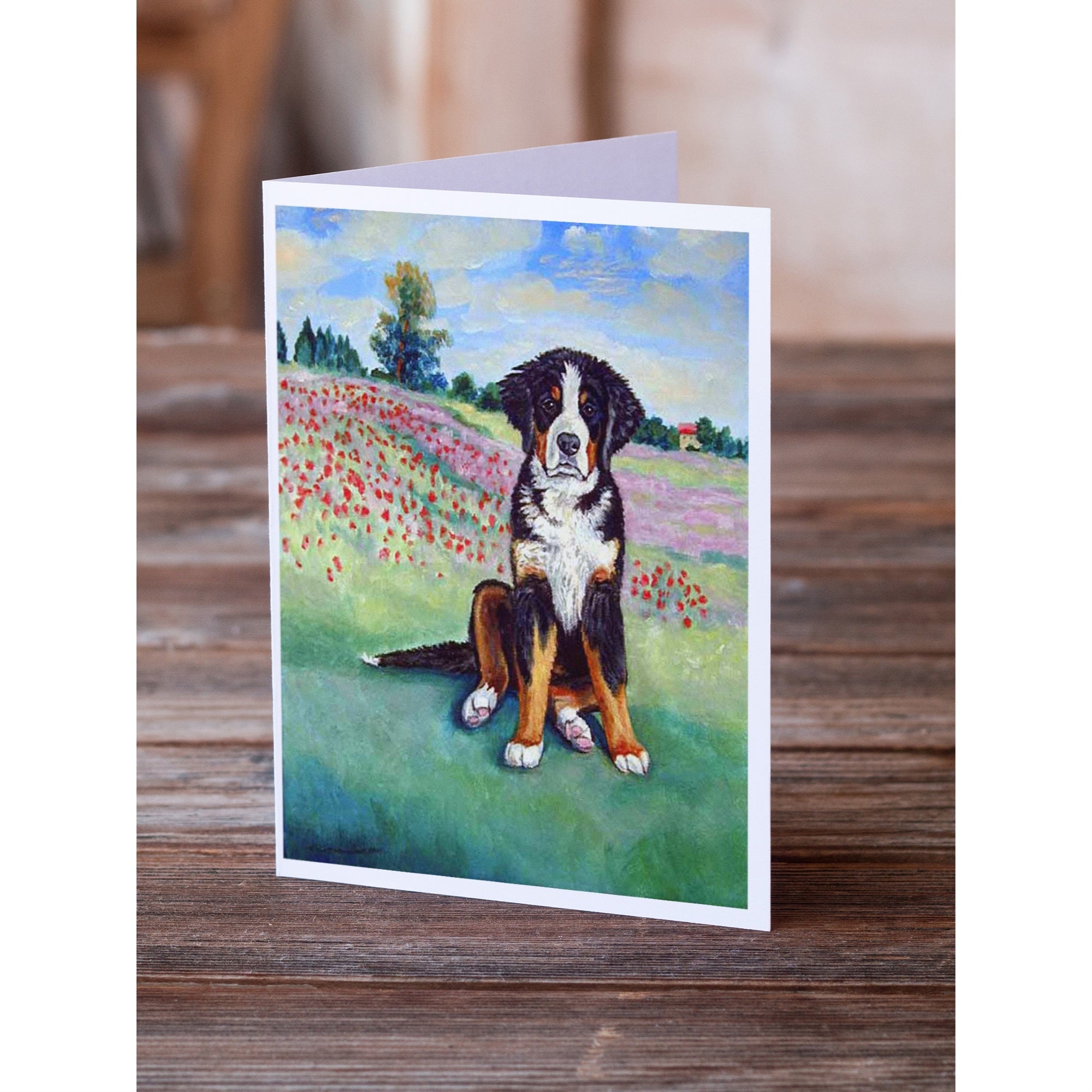 Bernese Mountain Dog Greeting Cards And Envelopes Pack Of 8