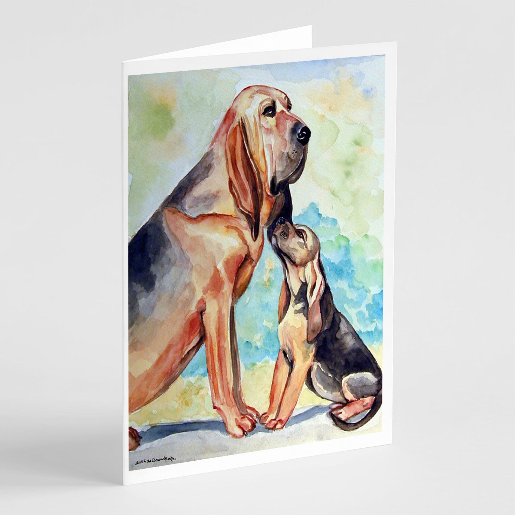 Bloodhound Momma'S Love Greeting Cards And Envelopes Pack Of 8