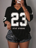 Stay Strong Retro Mesh Breathable Sports Jersey – Women's Athleisure & Activewear V-Neck Tee