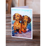 Long Hair Red Dachshund Two Peas Greeting Cards And Envelopes Pack Of 8