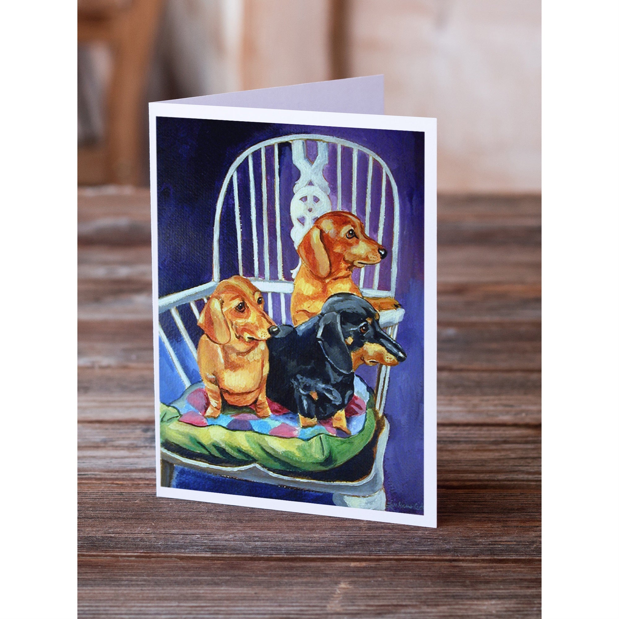 Dachshund Two Red And A Black And Tan Greeting Cards And Envelopes Pack Of 8